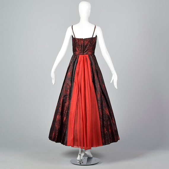 XS 1950s Gown Formal Evening Dress Prom Black Red… - image 3