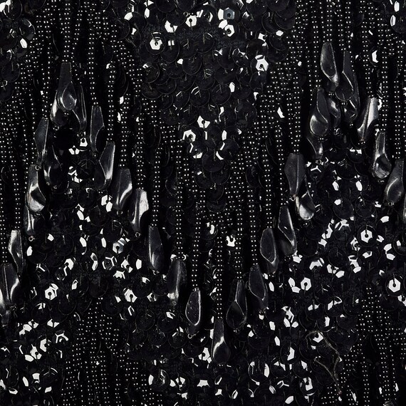 Medium 1960s Top Black Beaded Fringe Blouse Wool … - image 7