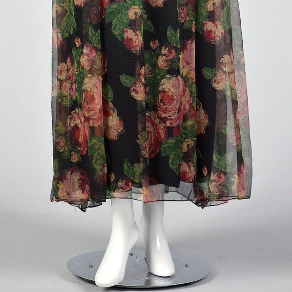 XS 1960s Floral Evening Gown Floral Applique Bust… - image 8
