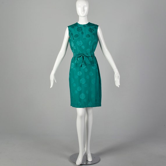 Small 1960s Green Dress Silk Asian Chinese Inspir… - image 4