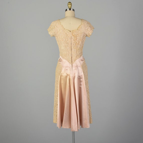 XS 1940s Dress Pink Cream Lace Satin Sweetheart P… - image 3