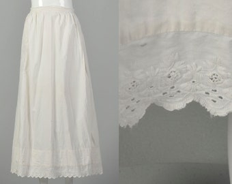 Medium 1900s Skirt White Victorian Cotton Slip Petticoat