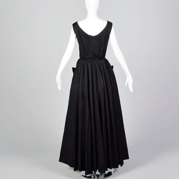 Small 1950s Dress Black Full Length Gown Velvet T… - image 3