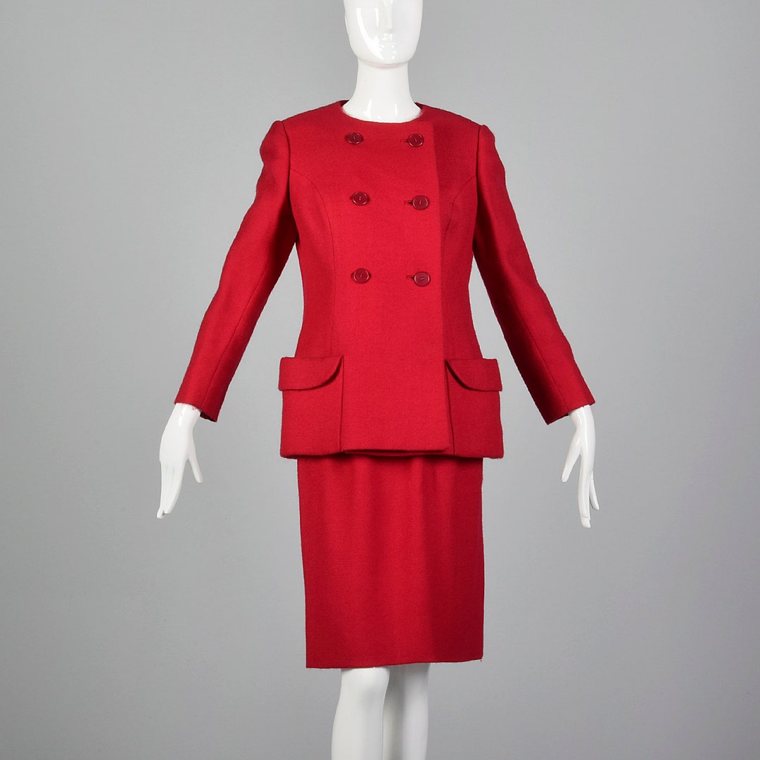 Medium 1960s Wool Skirt Suit Pockets Long Sleeve Winter Side - Etsy