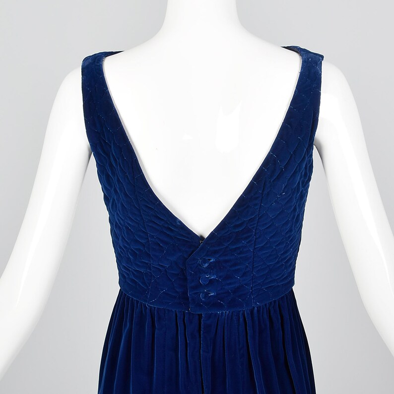 XXS 1960s Dress Lanz Original Blue Velvet Dress Sleeveless - Etsy