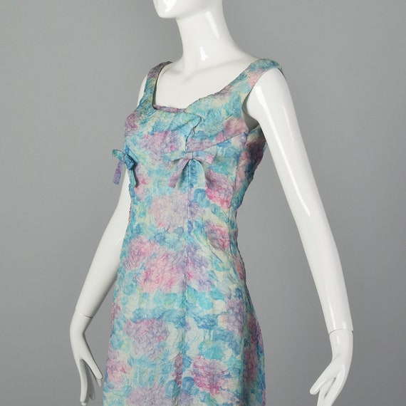 XS 1960s Sleeveless Floral Dress Vintage Pastel D… - image 6