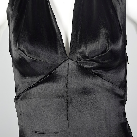 XXS 1930s Halter Dress Black Liquid Satin Evening… - image 6