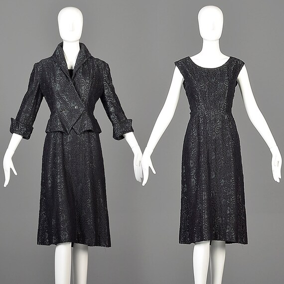 50s Dress 50s Set Matching Set Black Dress Set Bla