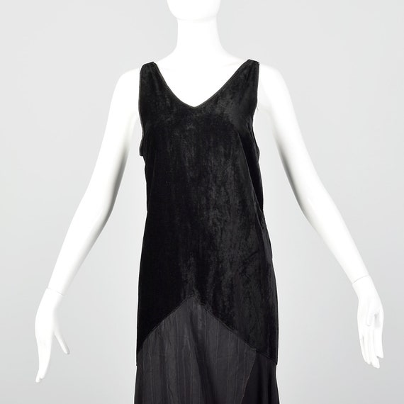 XS 1930s Drop Waist Velvet and Moire Silk Evening… - image 4