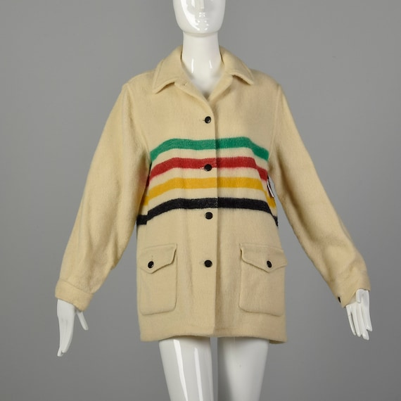 Medium 1950s Hudson Bay Wool Blanket Coat Casual S