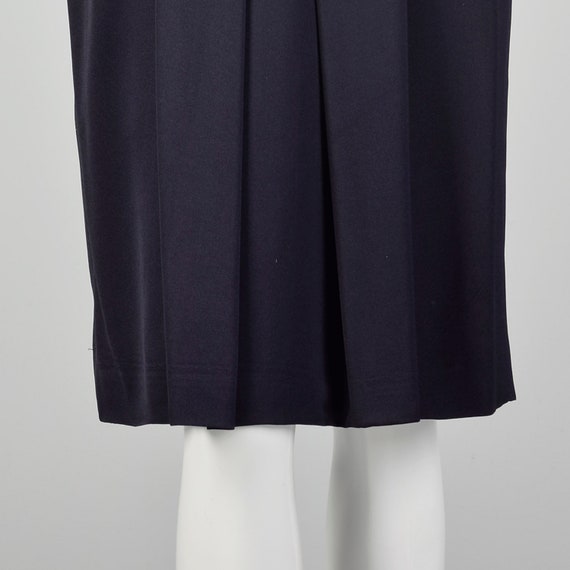 Small 1940s Dress Navy Blue Boatneck Notched Bow … - image 8