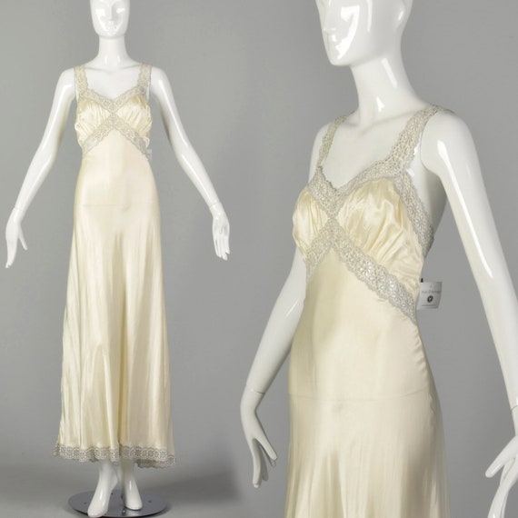 XS 1930s Bridal Nightgown Wedding Night Lingerie … - image 1