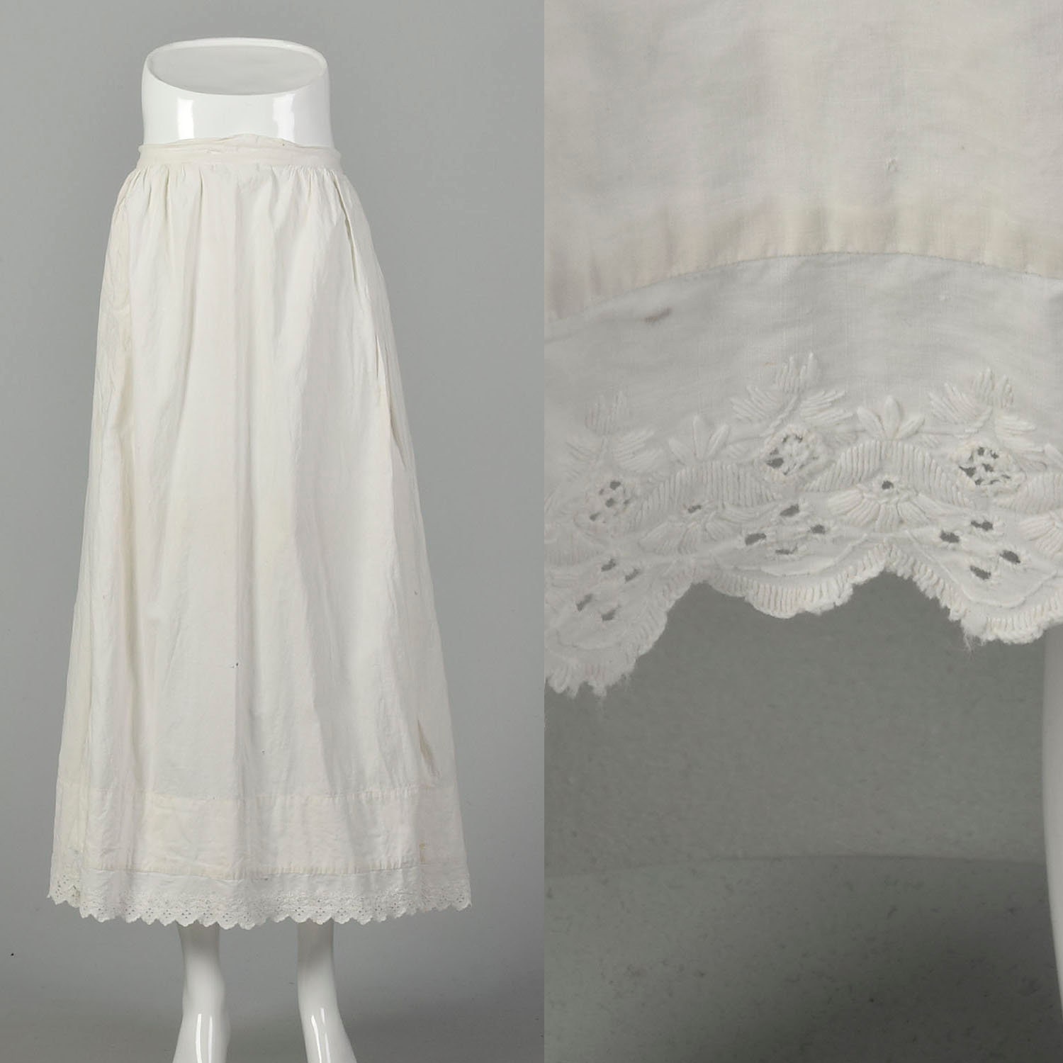 Medium 1900s Skirt White Victorian Cotton Slip Petticoat | Etsy