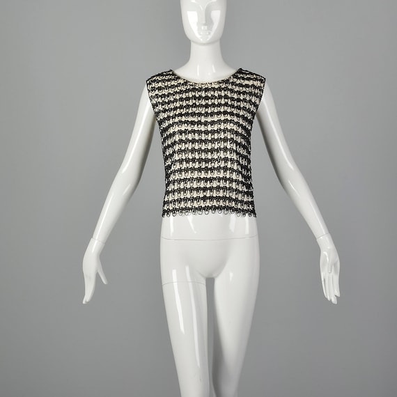 XXS 1960s Ivory Beaded Blouse