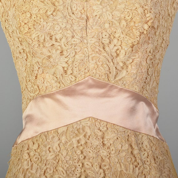 XS 1940s Dress Pink Cream Lace Satin Sweetheart P… - image 7