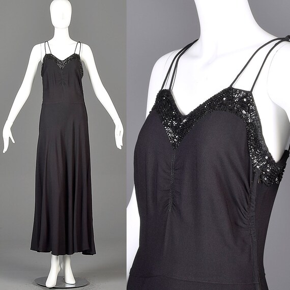 30s Evening Gown 30s Formal Dress Black Gown Sleev