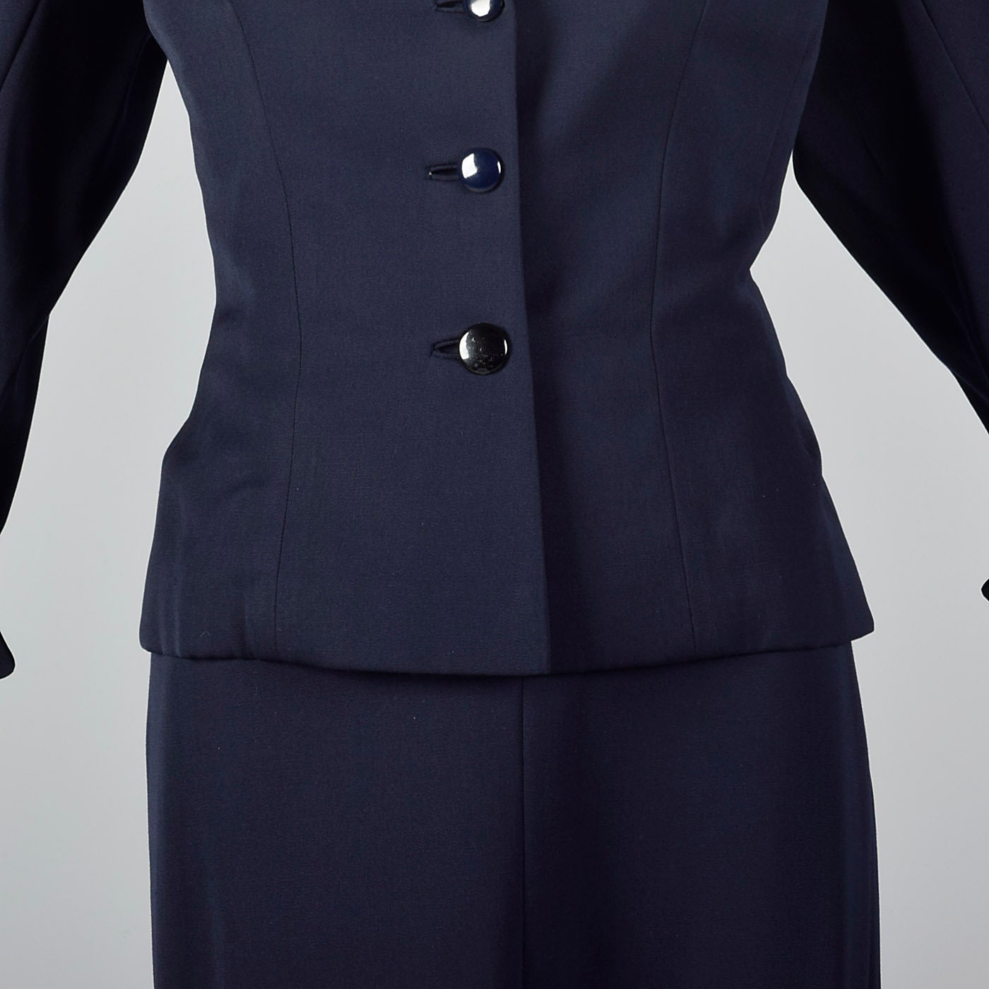 Medium 1950s Jean Dessés Designer Skirt Suit Navy Blue Gabardine ...