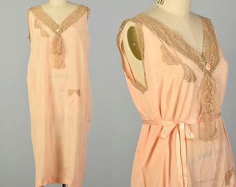 3XL 1920s Nightgown Boudoir Lingerie Peach Volup Sleeveless