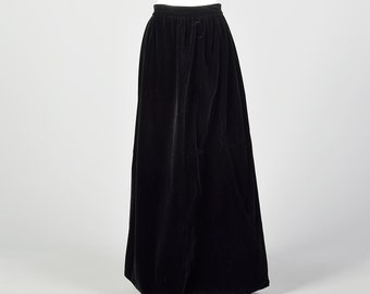 Medium 1960s Black Maxi Skirt Velvet Rockabilly  Long Semi-Formal Evening