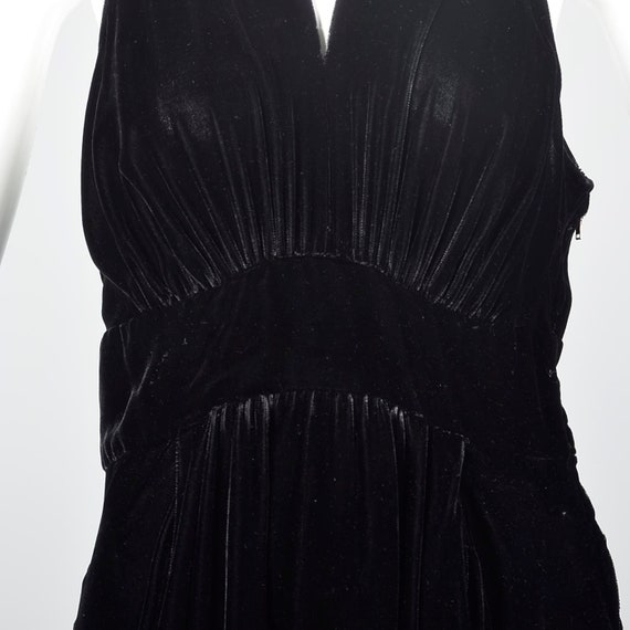 Medium 1930s Formal Gown Black Silk Velvet Evenin… - image 9