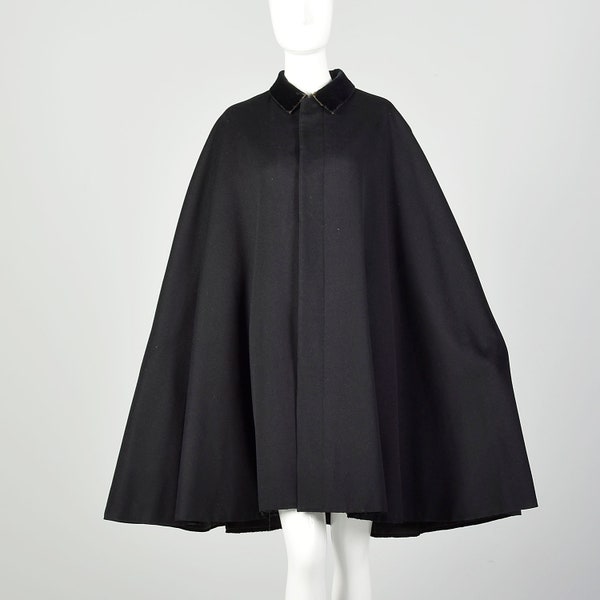 1900s Wool Cape Black Winter Outerwear