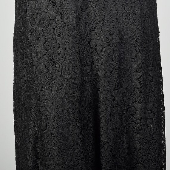 Large 1930s Black Lace Day Dress Floral Pattern S… - image 7