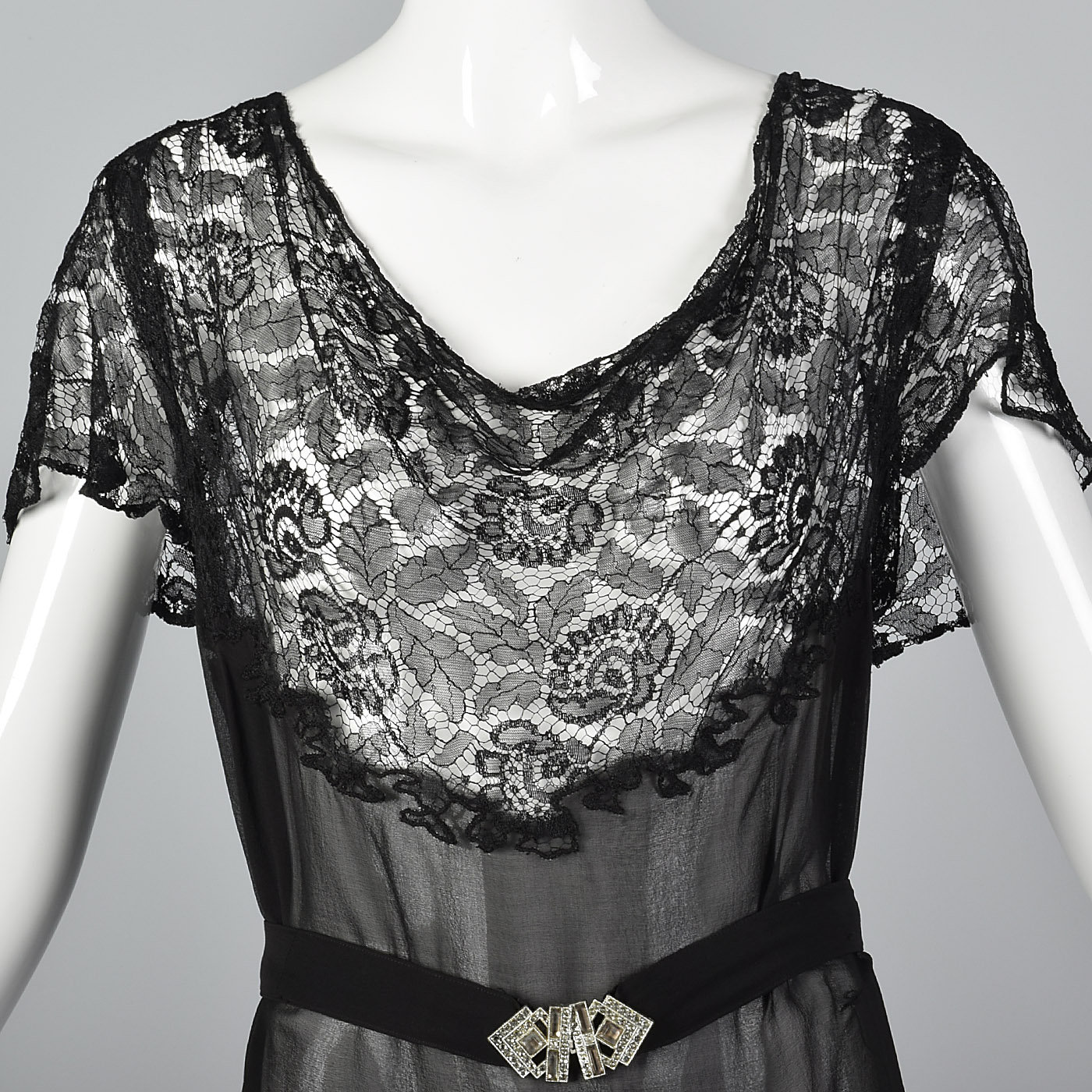 Small 1930s Sheer Black Lace Dress Art Deco Dress Vintage Lace Dress ...