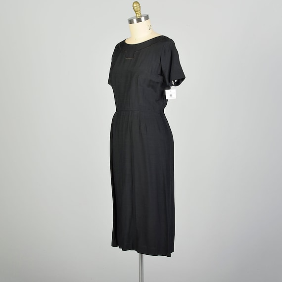 Large 1950s Bonwit Teller Black Dress with Neck D… - image 2