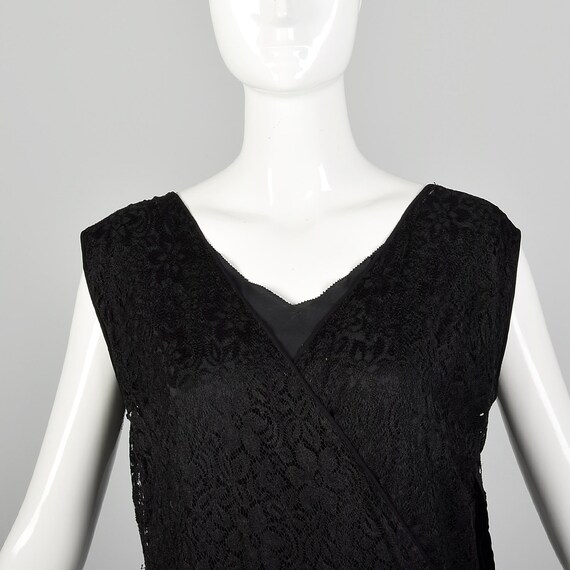 Large 1930s Black Lace Day Dress Floral Pattern S… - image 5