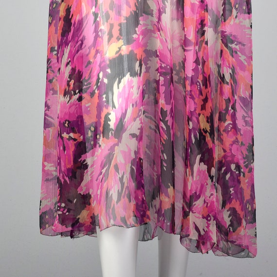 XXS 1930s Dress Pink Floral Silk Dress Short Flut… - image 9