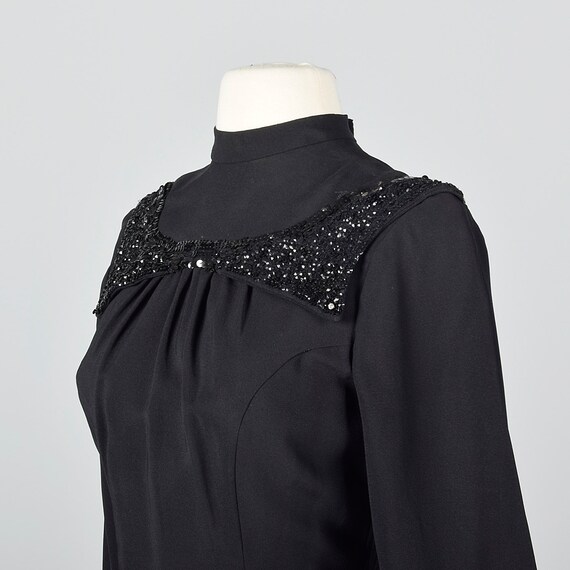 XS 1940s Black Fitted Blouse Sequin Trim Sexy Blo… - image 6