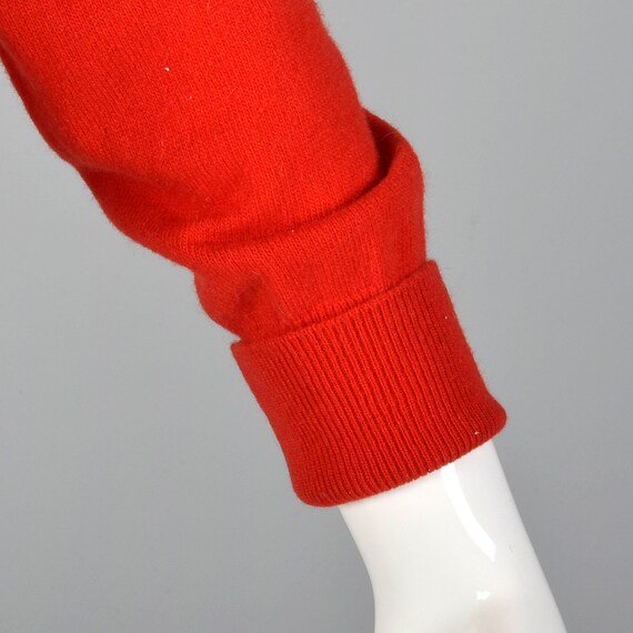Medium Red Knit Sweater Long Sleeve Bow Rib Knit … - image 6