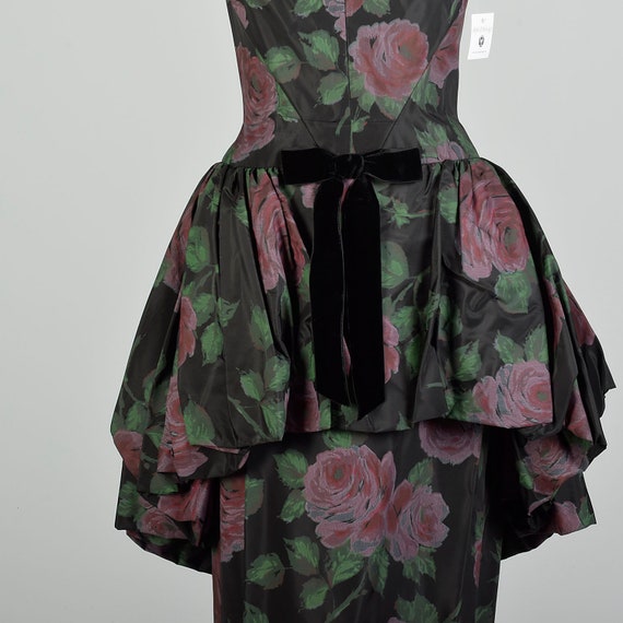 Small 1950s Novelty Rose Print Dress Bubble Hem P… - image 7