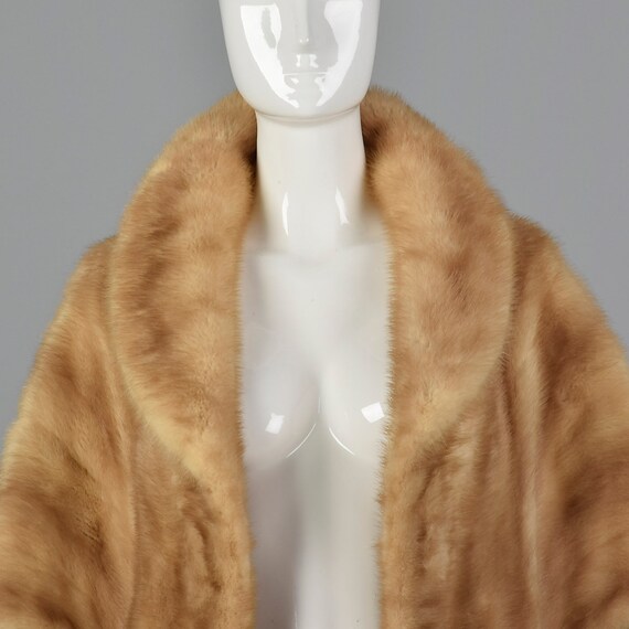 1960s Buff Mink Stole Front Pockets Fur Stole Min… - image 4