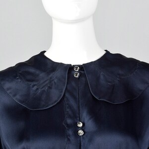 XXL 1930s Dress Navy Silk Dress Long Sleeves Bias Cut Glamorous Evening Wear Long Formal Gown Plus Size Volup 30s Vintage image 7