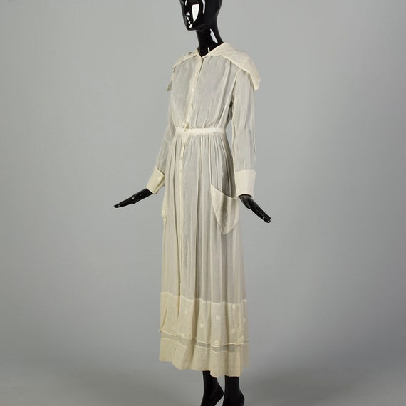 XS 1910s Cotton Lawn Summer Dress Edwardian Sheer… - image 5