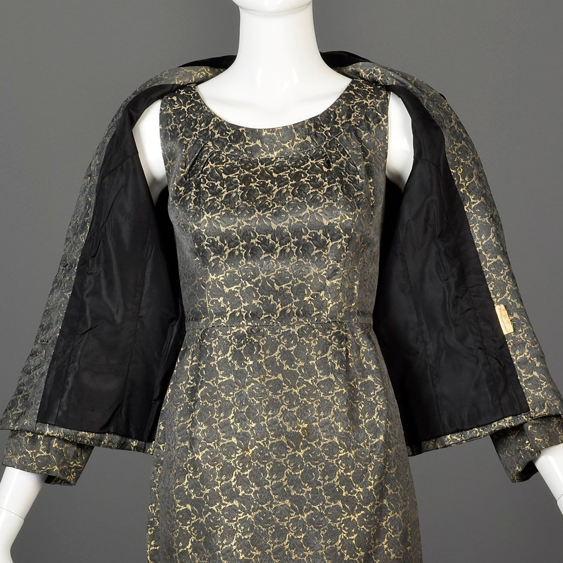 Medium 1960s Dress and Jacket Set Gold Black Brocade Velvet | Etsy