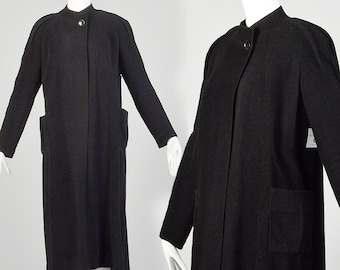Medium 1930s Swing Coat Soft Black Winter Jacket Patch Pockets