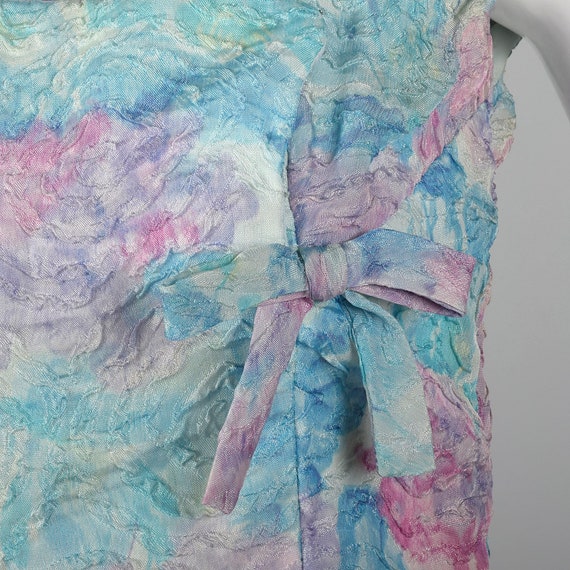 XS 1960s Sleeveless Floral Dress Vintage Pastel D… - image 8