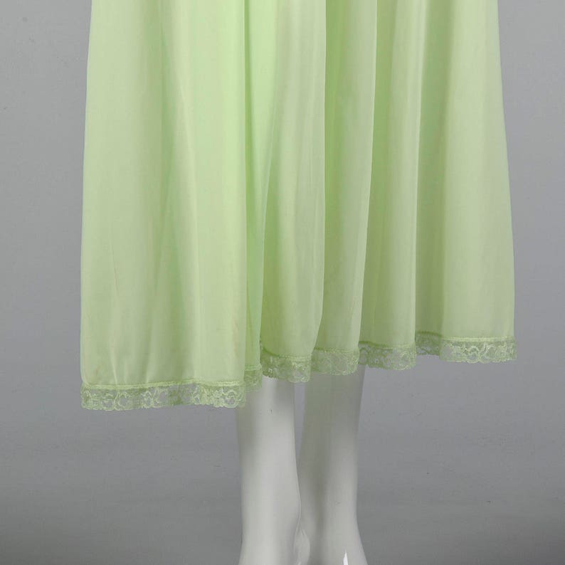 Medium 1950s Vanity Fair Green Nightgown Crystal Pleat Bust Sleeveless Nightgown Lace Trim Sleepwear Sleep Lounge 50s Vintage