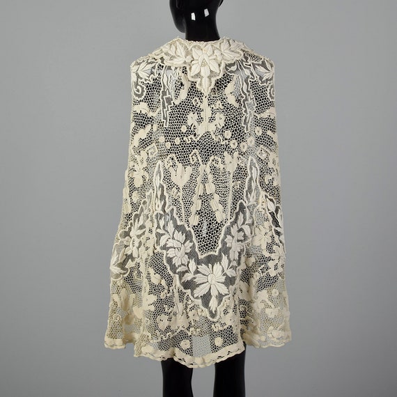 1910s Antique Lace Cape Belle Epoque Sheer Wrap We