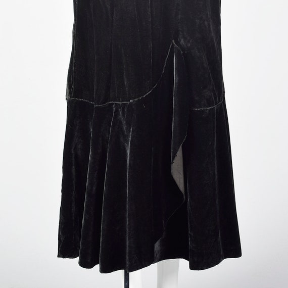 XS Black Cotton Velvet Dress White Fur Trim Bow P… - image 9