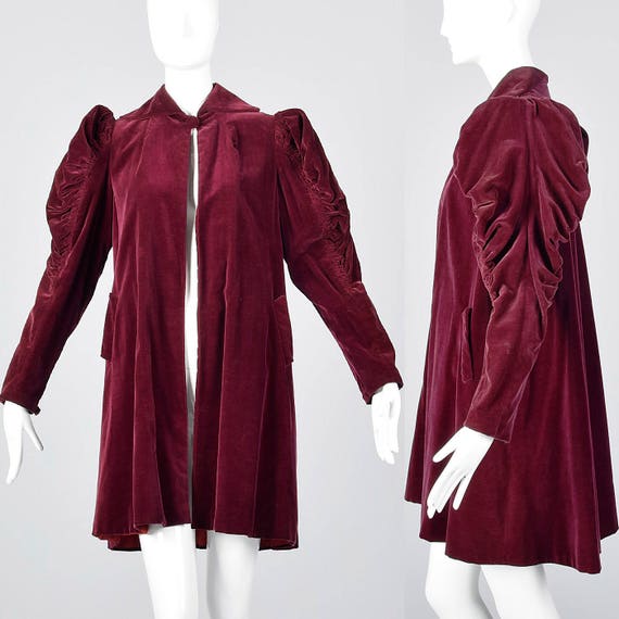 X-Small 1940s Coat Burgundy Velvet Coat Mutton Sle