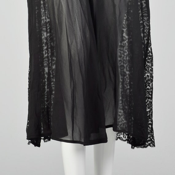 XXL 1920s Black Dress Sheer Silk Chiffon Pin Tuck… - image 5