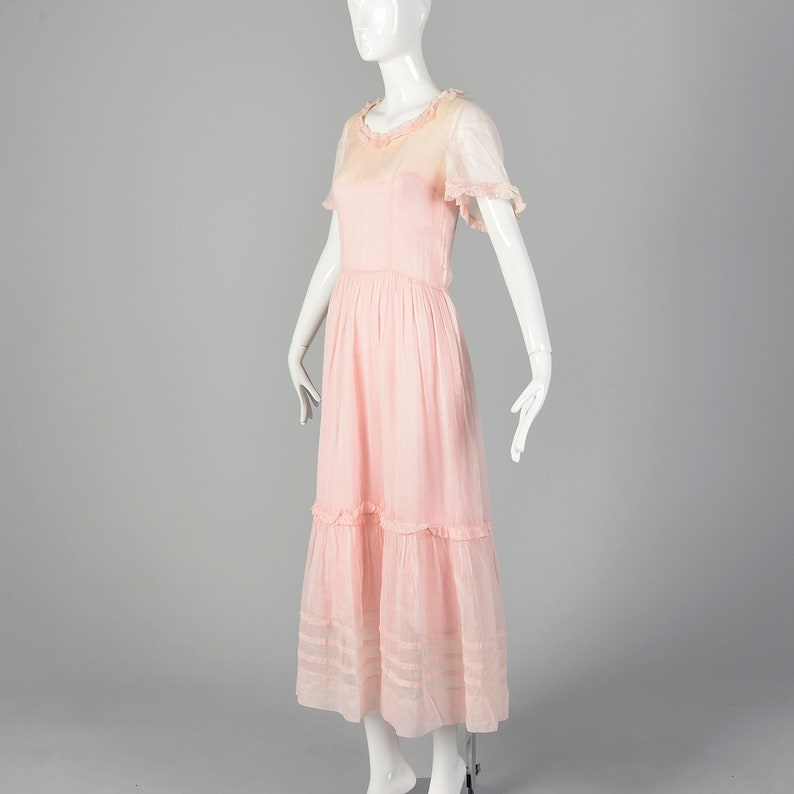 XS 1930s Sheer Pink Cotton Dress 30s Sheer Dress Vintage Tea - Etsy