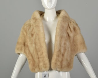 OSFM 1950S Real Mink Capelet Blonde Supple Fur Stole Warm Winter Wrap