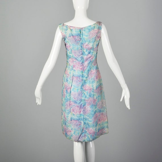 XS 1960s Sleeveless Floral Dress Vintage Pastel D… - image 5