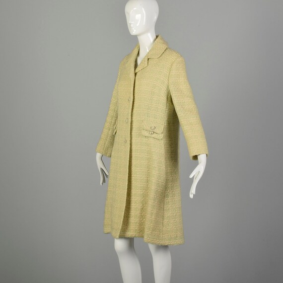 Medium 1960s Coat Green Woven Wool Tweed Plaid Wi… - image 3