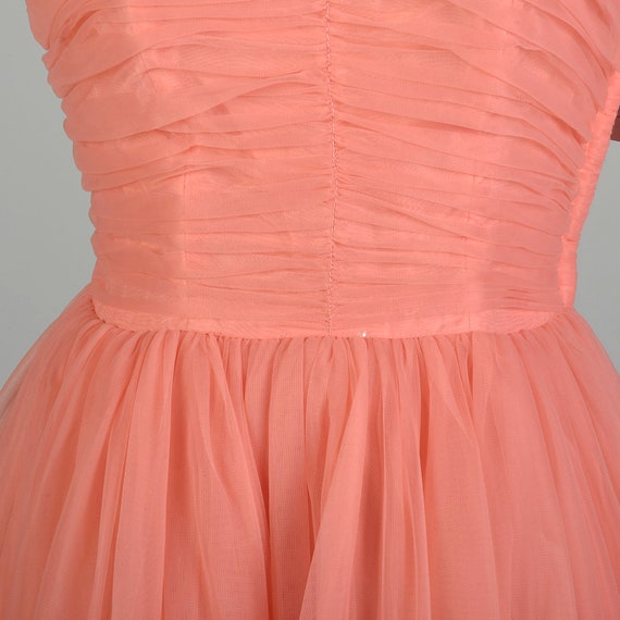 Small 1950s Pink Coral Chiffon Prom Dress Bead Em… - image 9