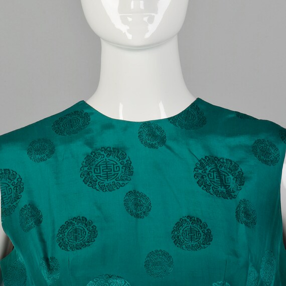 Small 1960s Green Dress Silk Asian Chinese Inspir… - image 5